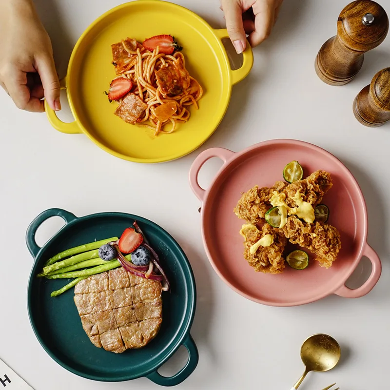 Ceramic Round Plate Double Ear Ovenware Home High Temperature Resistant Open Fire Oven Baking Pan Food Tray Kitchen Tableware
Ceramic Round Plate Double Ear Ovenware Home High Temperature Resistant Open Fire Oven Baking Pan Food Tray Kitchen Tableware