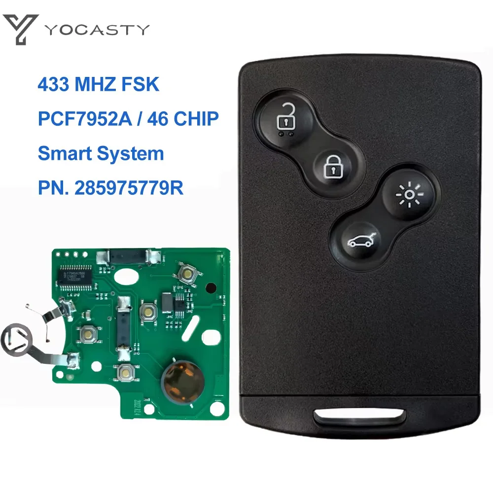 YOCASTY Hands Free 285975779R Keyless Smart Car Key 433MHz For Renault 2009 - 2015 Latitude Megane III Fluence Laguna III Scenic
YOCASTY Hands Free 285975779R Keyless Smart Car Key 433MHz For Renault 2009 - 2015 Latitude Megane III Fluence Laguna III Scenic