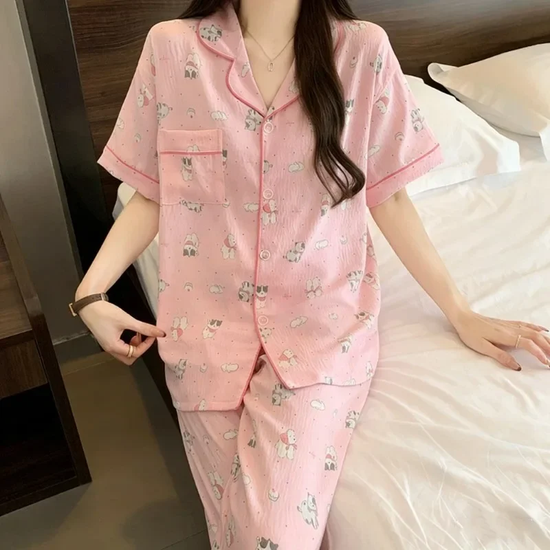 Harajuku Style Kawaii Sleepwear Loungewear 2 PC Set Cartoon Bear Print Cute Casual Women's Pajamas Summer Short Sleeve Homewear
Harajuku Style Kawaii Sleepwear Loungewear 2 PC Set Cartoon Bear Print Cute Casual Women's Pajamas Summer Short Sleeve Homewear