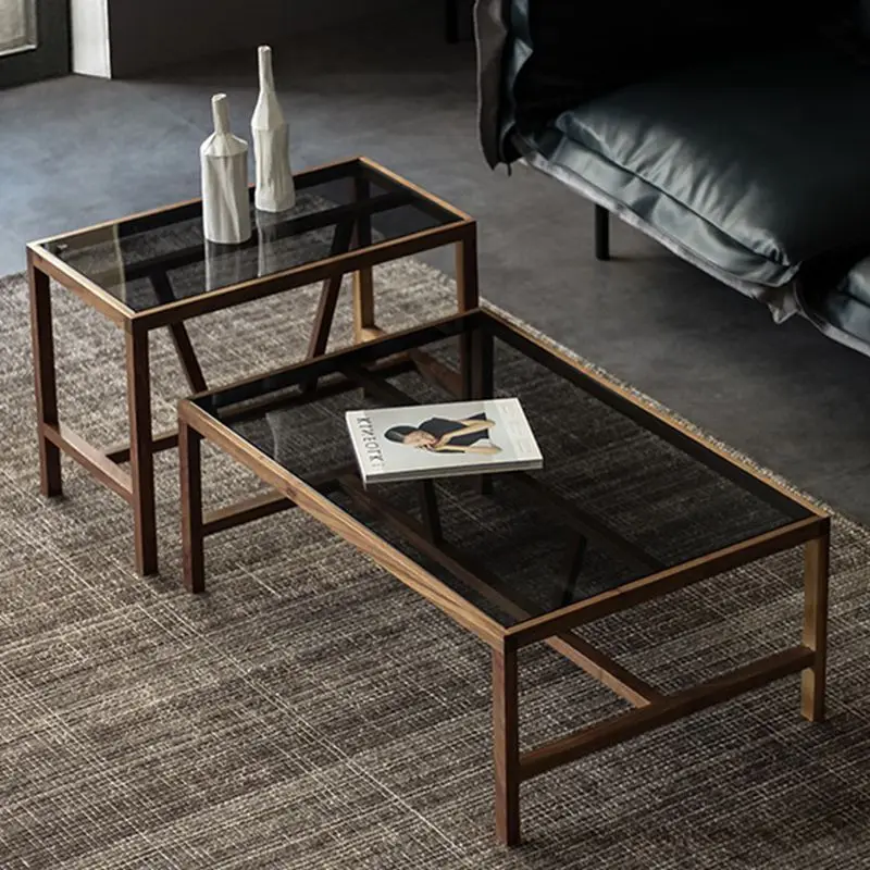 Black walnut coffee table Italian solid wood composite glass is modern and simple
Black walnut coffee table Italian solid wood composite glass is modern and simple