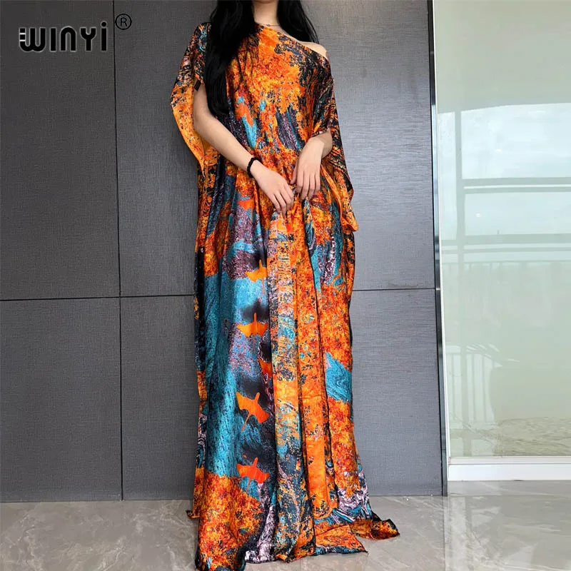 WINYI 2023 silk Summer African Retro print Dashiki Abaya Kaftan Elegant Lady Dubai Maxi Casual Dresses with belt Bohemian dress
WINYI 2023 silk Summer African Retro print Dashiki Abaya Kaftan Elegant Lady Dubai Maxi Casual Dresses with belt Bohemian dress