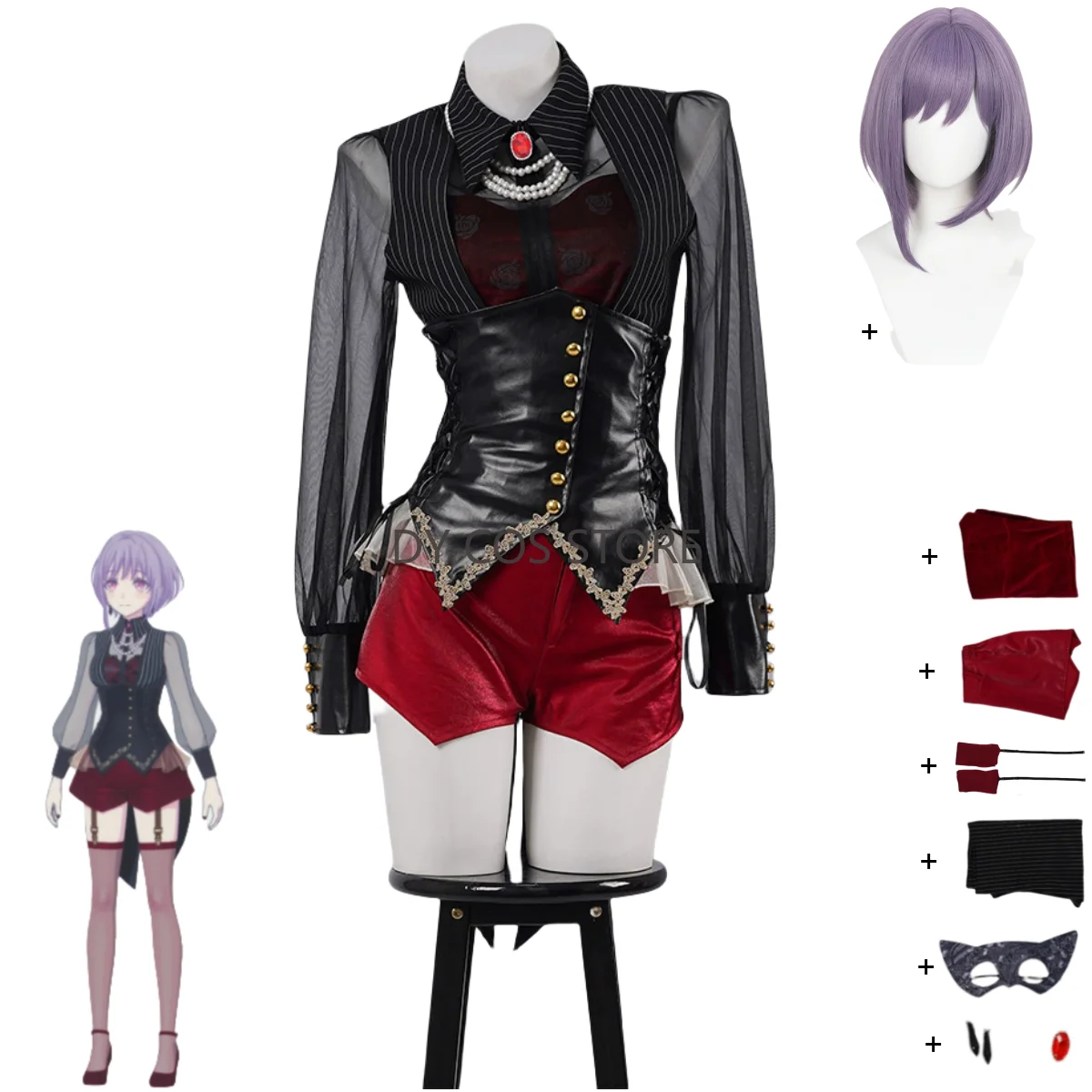 Anime BanG Dream! Ave Mujica Nyamu Yutenji Amoris Cosplay Costume Black Stripe Shirt Red Shorts Wig Woman Sexy Carnival Suit
Anime BanG Dream! Ave Mujica Nyamu Yutenji Amoris Cosplay Costume Black Stripe Shirt Red Shorts Wig Woman Sexy Carnival Suit