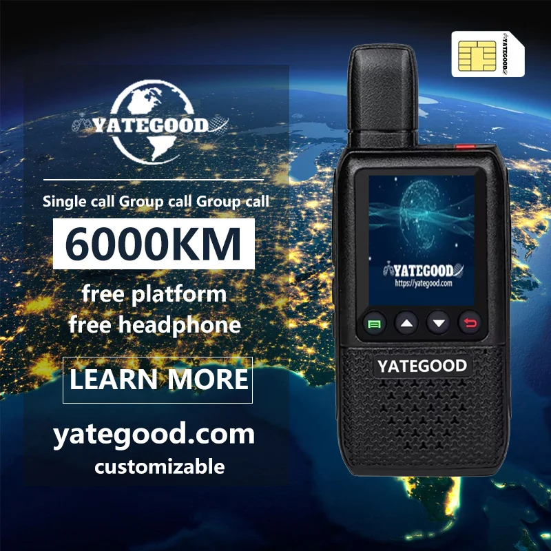 YATEGOOD G7000 GPS 5000KM zello walkie talkie long range global ptt 4G poc radio100km
YATEGOOD G7000 GPS 5000KM zello walkie talkie long range global ptt 4G poc radio100km