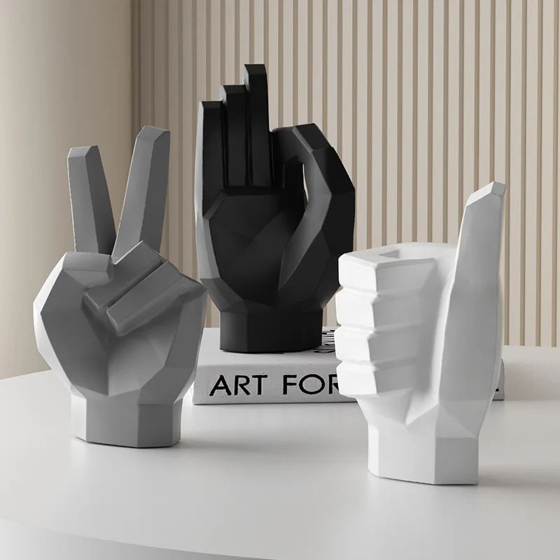 Creative New Geometric Gesture Sculpture Resin Abstract Hand Love Statue Wedding Home Living Room Decoration Ornament
Creative New Geometric Gesture Sculpture Resin Abstract Hand Love Statue Wedding Home Living Room Decoration Ornament