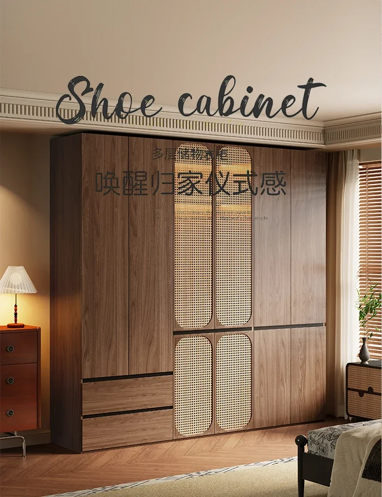 Medieval style household bedroom small apartment solid wood wardrobe modern simple segmented hidden handle storage cabinet
Medieval style household bedroom small apartment solid wood wardrobe modern simple segmented hidden handle storage cabinet
