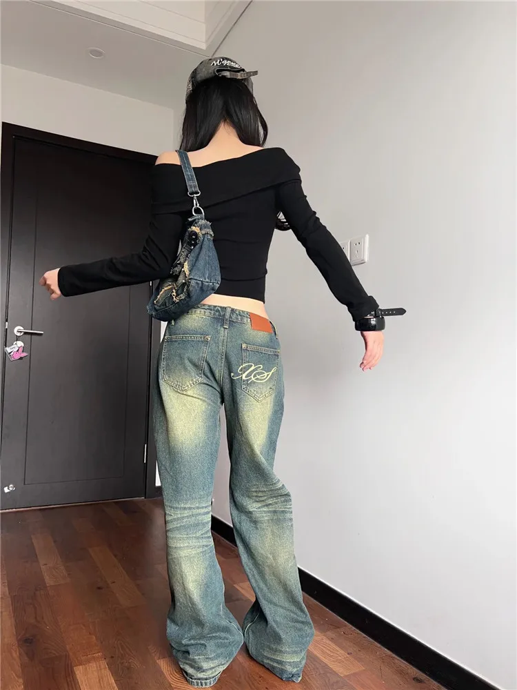 American High Street Vintage Faded Low Waist Wide Leg Straight Cut Jeans Women's Spring Autumn Slimming Tall Extended Floor-L...
American High Street Vintage Faded Low Waist Wide Leg Straight Cut Jeans Women's Spring Autumn Slimming Tall Extended Floor-L...