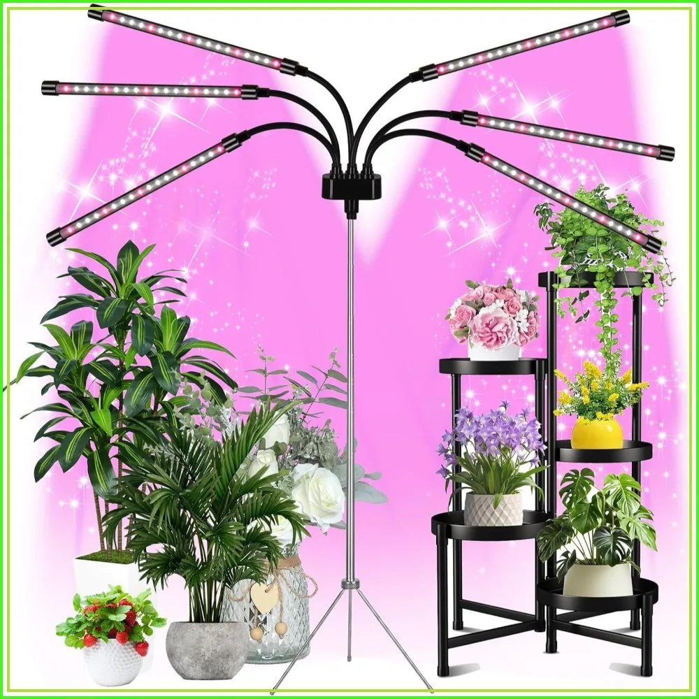 Full Spectrum LED Grow Light with Adjustable Tripod, 6 Heads Plant Lamp for Indoor Gardening, Dimmable & Timer
Full Spectrum LED Grow Light with Adjustable Tripod, 6 Heads Plant Lamp for Indoor Gardening, Dimmable & Timer