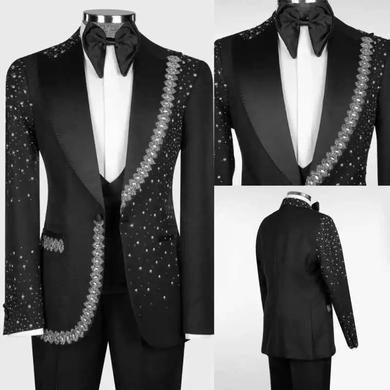 High End Diamond Wedding Groom Tuxedos 2 Pieces Jacket Pants Peaked Lapel Formal Occasion Party Customized rajes para hombre
High End Diamond Wedding Groom Tuxedos 2 Pieces Jacket Pants Peaked Lapel Formal Occasion Party Customized rajes para hombre