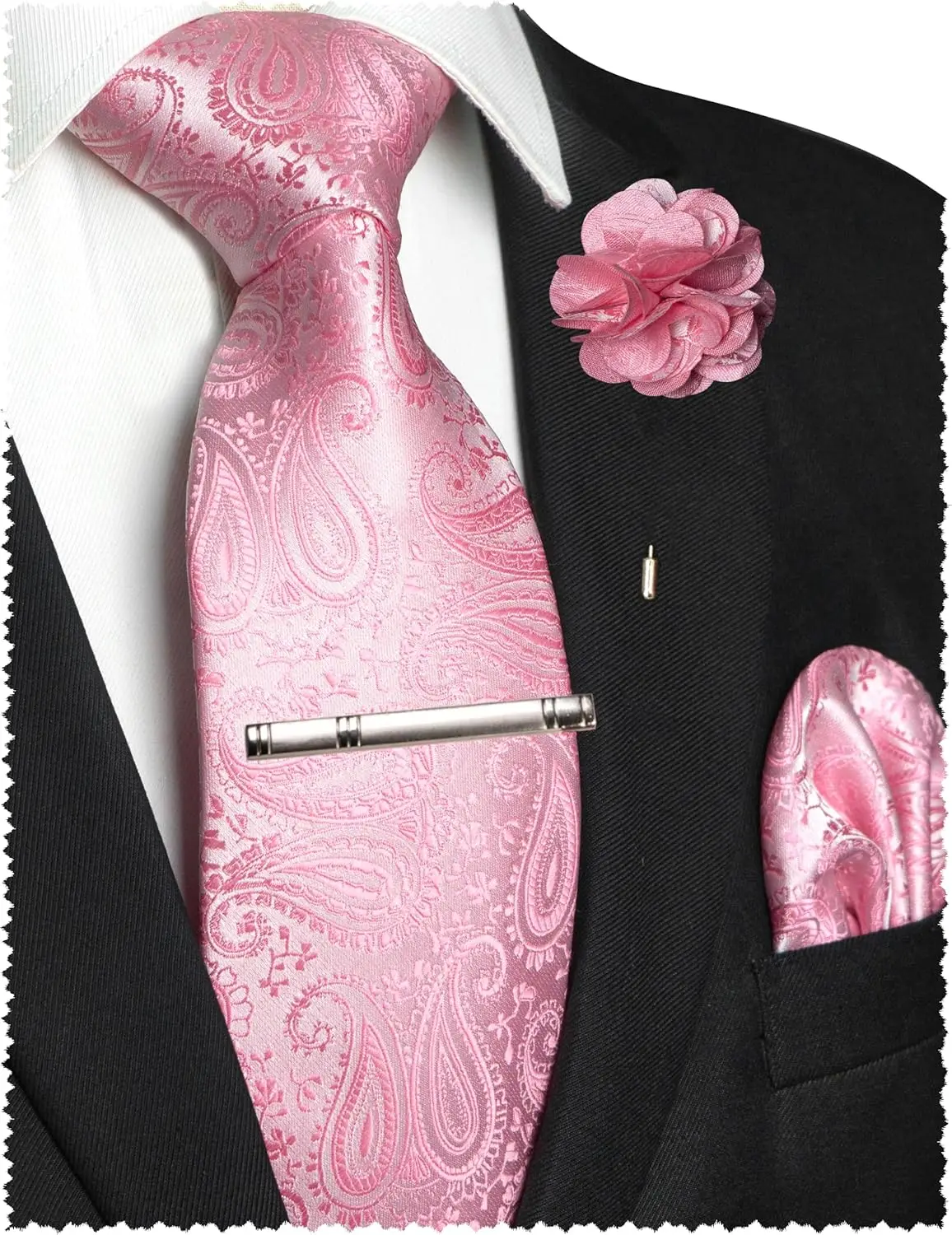 Paisley Tie and Lapel Pin Necktie Pocket Square and Tie Clip Set 4PCS Business Casual
Paisley Tie and Lapel Pin Necktie Pocket Square and Tie Clip Set 4PCS Business Casual
