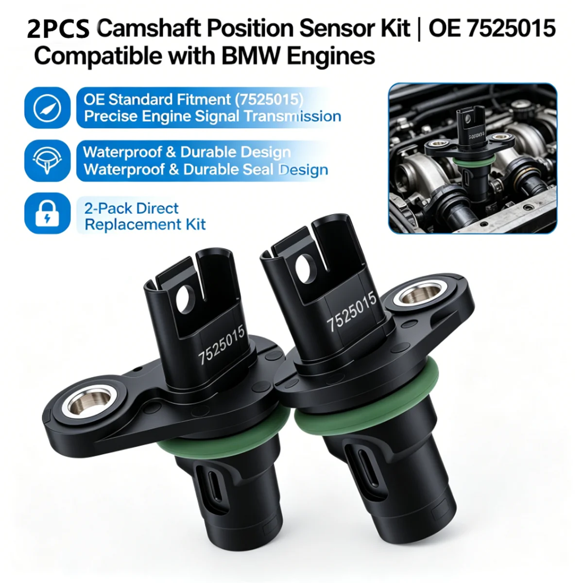 2Pcs 13627525015 Car Camshaft Position Sensor For BMW X1 E84 X3 E83 F25 X5 E70 X6 E71 Z4 E85 E86 E89 2.0L 2.5L 3.0L 2006-2017
2Pcs 13627525015 Car Camshaft Position Sensor For BMW X1 E84 X3 E83 F25 X5 E70 X6 E71 Z4 E85 E86 E89 2.0L 2.5L 3.0L 2006-2017