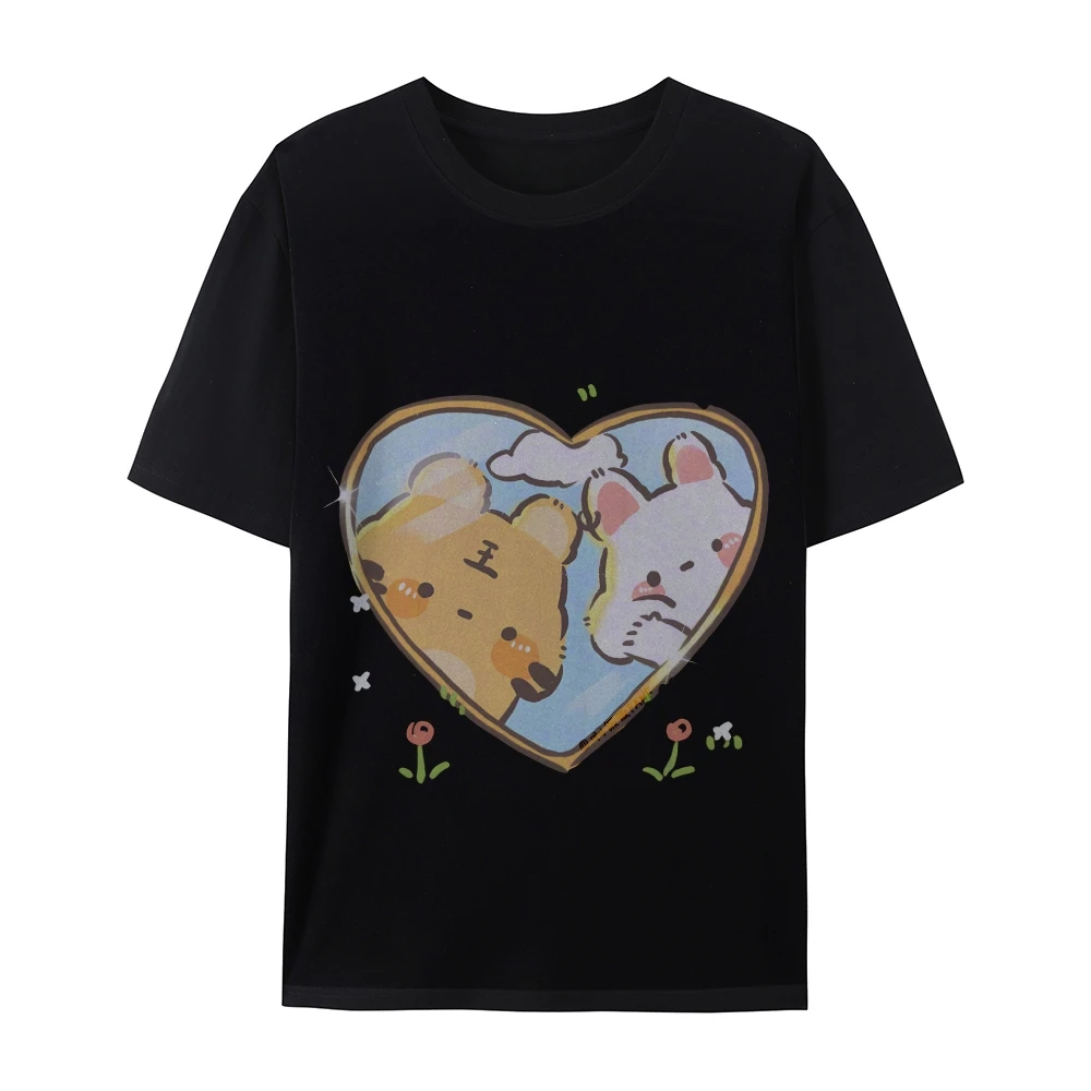 Playful Y2k - Style Graphic Tee, Whimsical Heart Cat & Bunny Art, Fun & Fashionable, Great for Trendy Casual Wear
Playful Y2k - Style Graphic Tee, Whimsical Heart Cat & Bunny Art, Fun & Fashionable, Great for Trendy Casual Wear