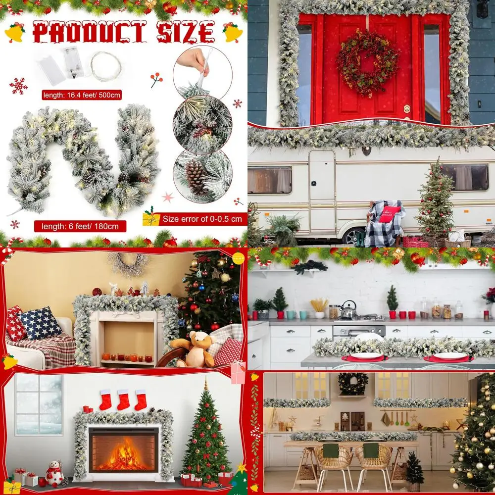 Флокированная рождественская гирлянда на батарейках со снежной ели, длинной иглой сосны и шишками для лестниц, каминов и каминного деко
Флокированная рождественская гирлянда на батарейках со снежной ели, длинной иглой сосны и шишками для лестниц, каминов и каминного деко