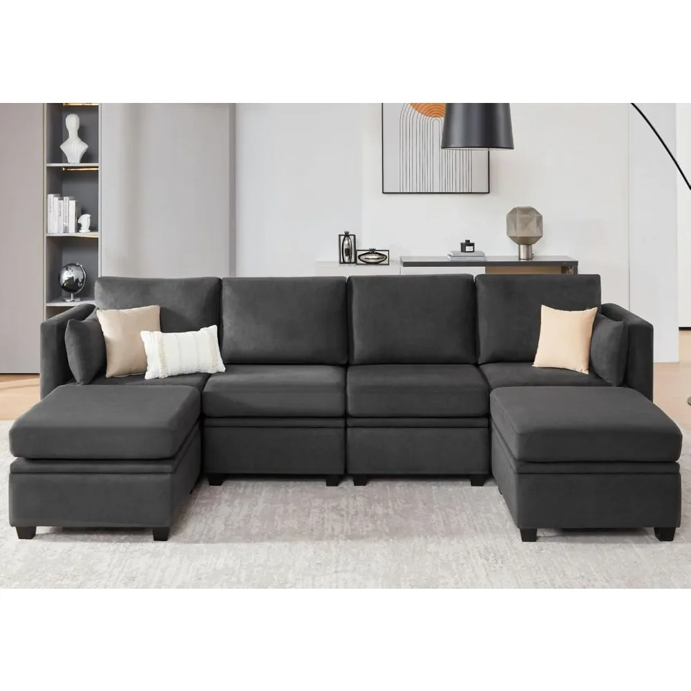 with Storage, U Shaped Sectional Couch , Convertible Modular Sofa Couch with Ottomans, High Supportive & Soft Sponge, 6 Seat
with Storage, U Shaped Sectional Couch , Convertible Modular Sofa Couch with Ottomans, High Supportive & Soft Sponge, 6 Seat