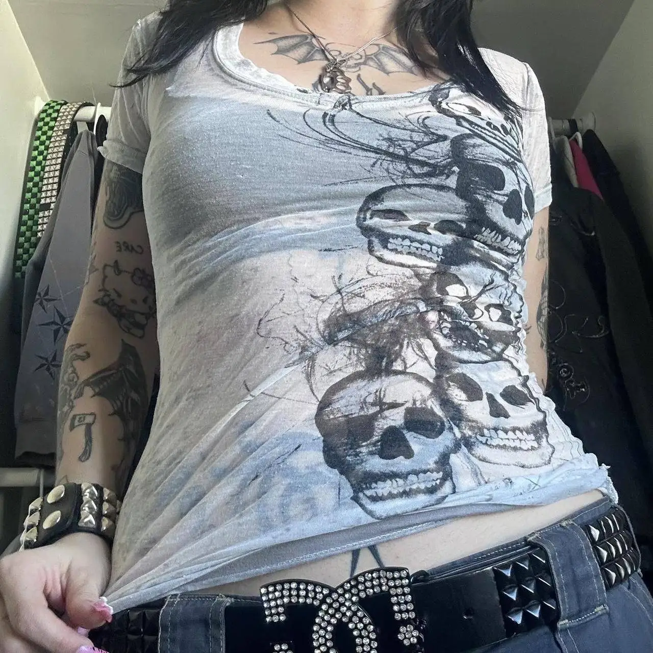 Hot Sale Y2K Spicy Girl Elastic See-through Slim Fit Short Sleeve T-shirt Women's Halloween New Style 3583 Printed Slim Fit Top
Hot Sale Y2K Spicy Girl Elastic See-through Slim Fit Short Sleeve T-shirt Women's Halloween New Style 3583 Printed Slim Fit Top