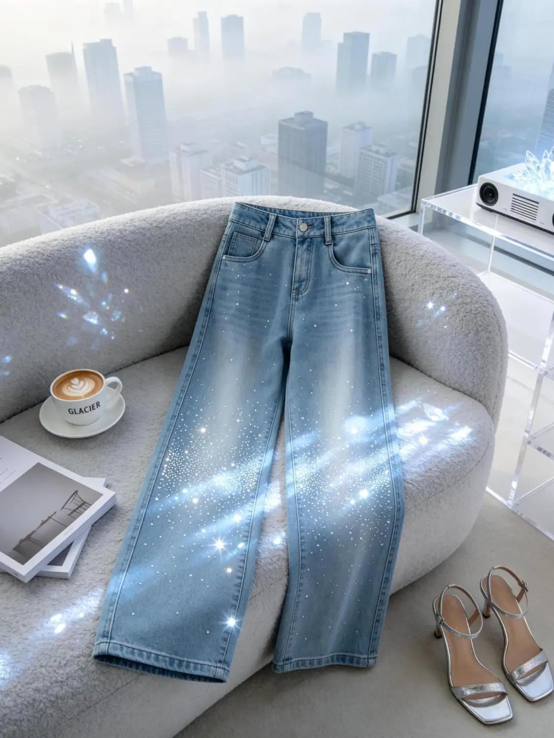 New Trendy High Waist Wide Leg Jeans Women's Spring Fashion High Waist Versatile Faux Diamond Embellished Denim Pants
New Trendy High Waist Wide Leg Jeans Women's Spring Fashion High Waist Versatile Faux Diamond Embellished Denim Pants