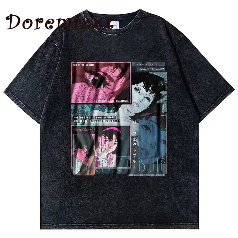 Hip Hop Streetwear Washed T Shirt Women PERFECT BLUE Mima Kirigoe Graphic T-Shirt Vintage Top Anime Men Short Sleeve Y2k Tshirt
Hip Hop Streetwear Washed T Shirt Women PERFECT BLUE Mima Kirigoe Graphic T-Shirt Vintage Top Anime Men Short Sleeve Y2k Tshirt