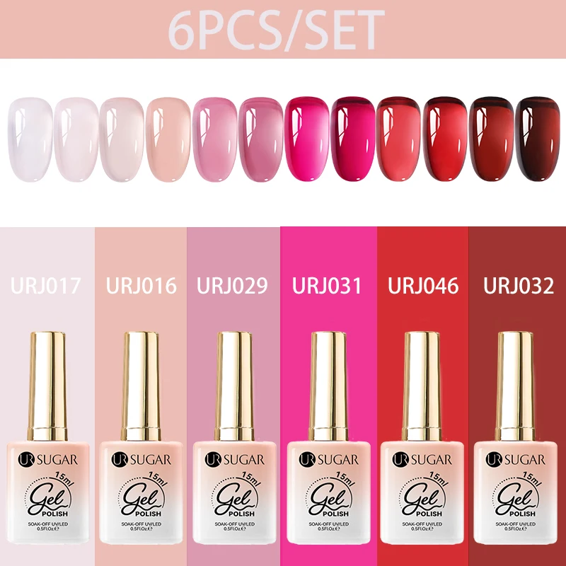 UR SUGAR 6pcs Pink Red Color Nail Jelly Gel Polish Kit Natural Semi-transparent Nail Gel Semi Permanent Soak Off UV Gel Polish
UR SUGAR 6pcs Pink Red Color Nail Jelly Gel Polish Kit Natural Semi-transparent Nail Gel Semi Permanent Soak Off UV Gel Polish