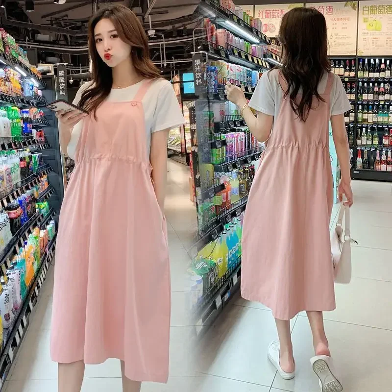 Summer Casual Maternity Clothes Set 2pcs Pregnancy T Shirt Strap Dress Suit For Pregnant Women Long Fashion Short Sleeve Dresses
Summer Casual Maternity Clothes Set 2pcs Pregnancy T Shirt Strap Dress Suit For Pregnant Women Long Fashion Short Sleeve Dresses