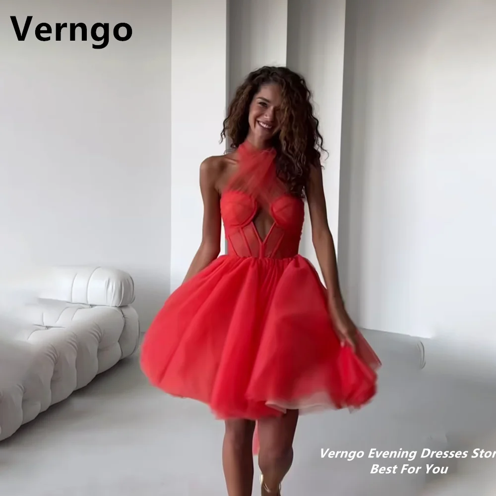 Verngo Red Halter Sleeveless Sweetheart Evening Dress Cut Out A Line Tulle Prom Gown Bone Lace Up Princess Mini Party Dress
Verngo Red Halter Sleeveless Sweetheart Evening Dress Cut Out A Line Tulle Prom Gown Bone Lace Up Princess Mini Party Dress