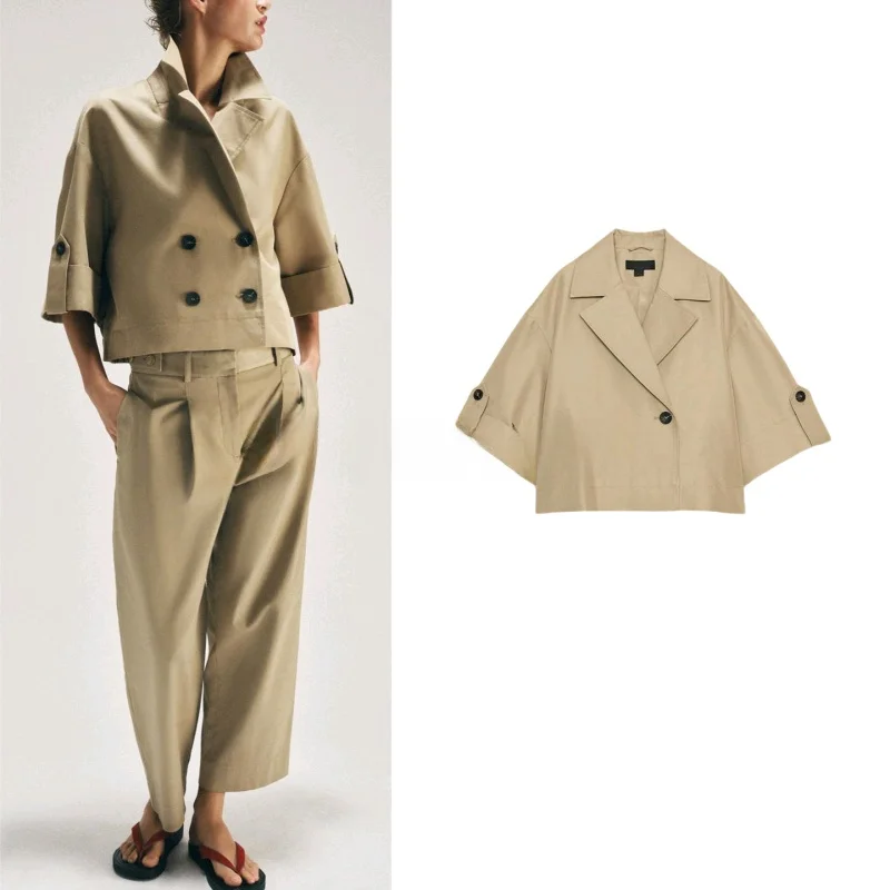 Spring Summer New Women's Simple Turn-down Collar Short Sleeve Double-breasted Short Length Windbreaker Jacket 3046229
Spring Summer New Women's Simple Turn-down Collar Short Sleeve Double-breasted Short Length Windbreaker Jacket 3046229