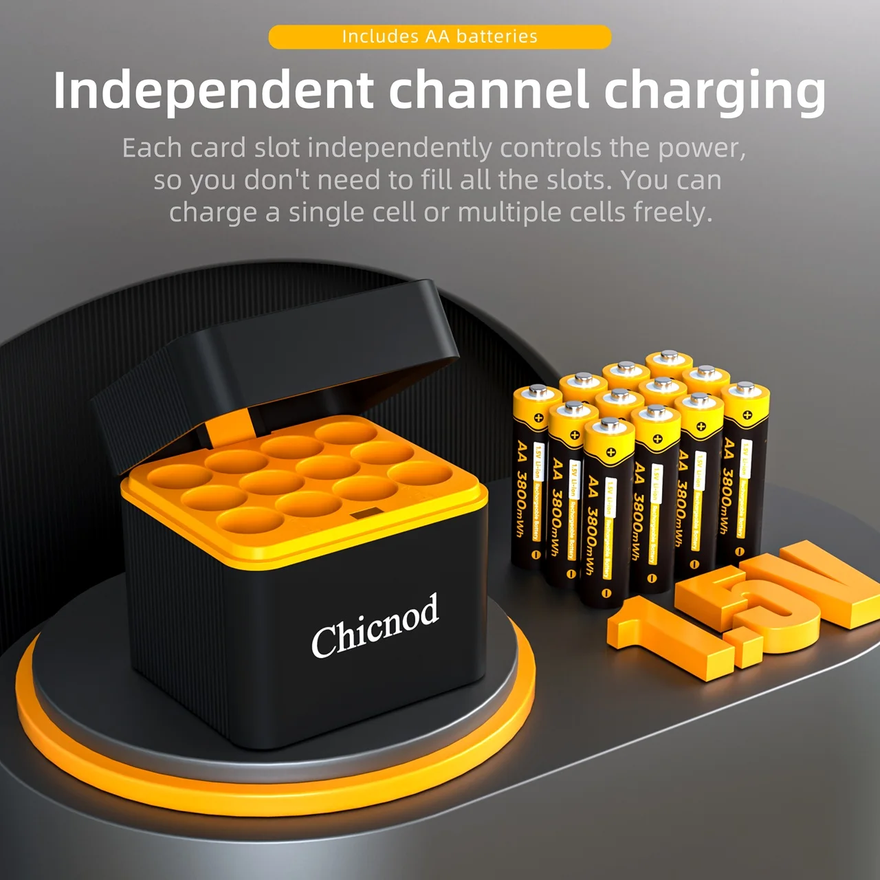CHICNOD 1.5V AA Rechargeable Battery 3800mWh Li-ion with 12 Slot USB-C Flip-Top Smart Charger Storage Box For Game Controller
CHICNOD 1.5V AA Rechargeable Battery 3800mWh Li-ion with 12 Slot USB-C Flip-Top Smart Charger Storage Box For Game Controller