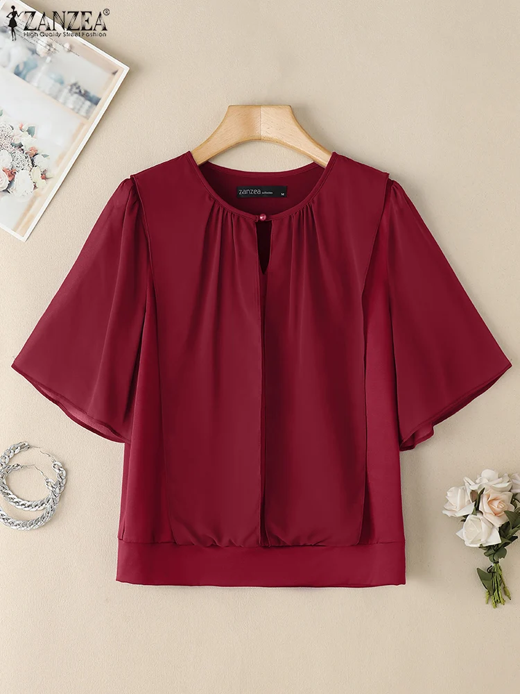 ZANZEA Изящная женская дневная одежда Прозрачные блузки de Mujer сплошной цвет с коротким рукавом и круглым вырезом 2025 Летний топ Элегантные женские шифоновые блузки
ZANZEA Изящная женская дневная одежда Прозрачные блузки de Mujer сплошной цвет с коротким рукавом и круглым вырезом 2025 Летний топ Элегантные женские шифоновые блузки