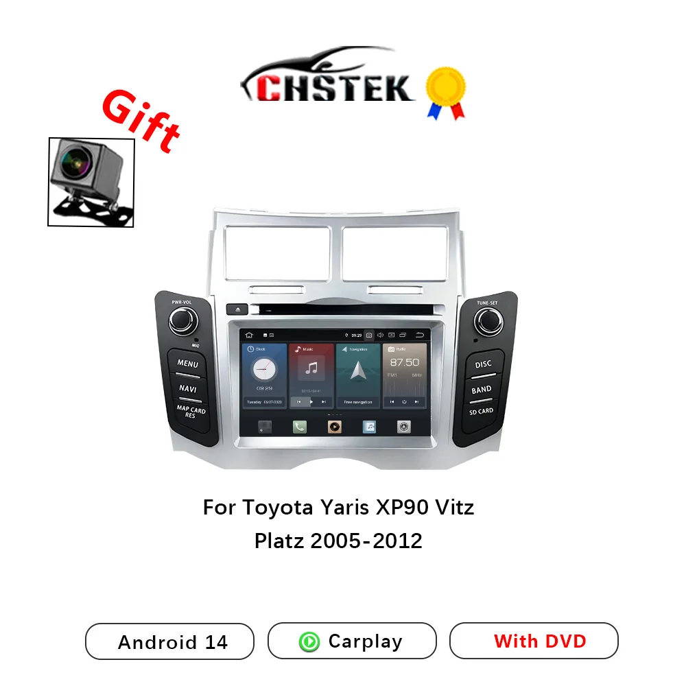 CHSTEK Car Radio Carplay DVD For Toyota Yaris XP90 Vitz Platz 2005-2012 Android 14 Navigation Bluetooth WIFI Multimedia Stereo
CHSTEK Car Radio Carplay DVD For Toyota Yaris XP90 Vitz Platz 2005-2012 Android 14 Navigation Bluetooth WIFI Multimedia Stereo