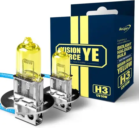 Bombilla halógena para faros delanteros H3, bombilla antiniebla/conducción amarilla brillante de 3000K 55W (paquete de 2)