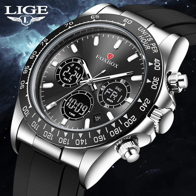 LIGE Man Watch Military Sport Dual Display Calendar Quartz Watches Fashion LED Luminous Waterproof Chronograph Watches for Men
LIGE Man Watch Military Sport Dual Display Calendar Quartz Watches Fashion LED Luminous Waterproof Chronograph Watches for Men