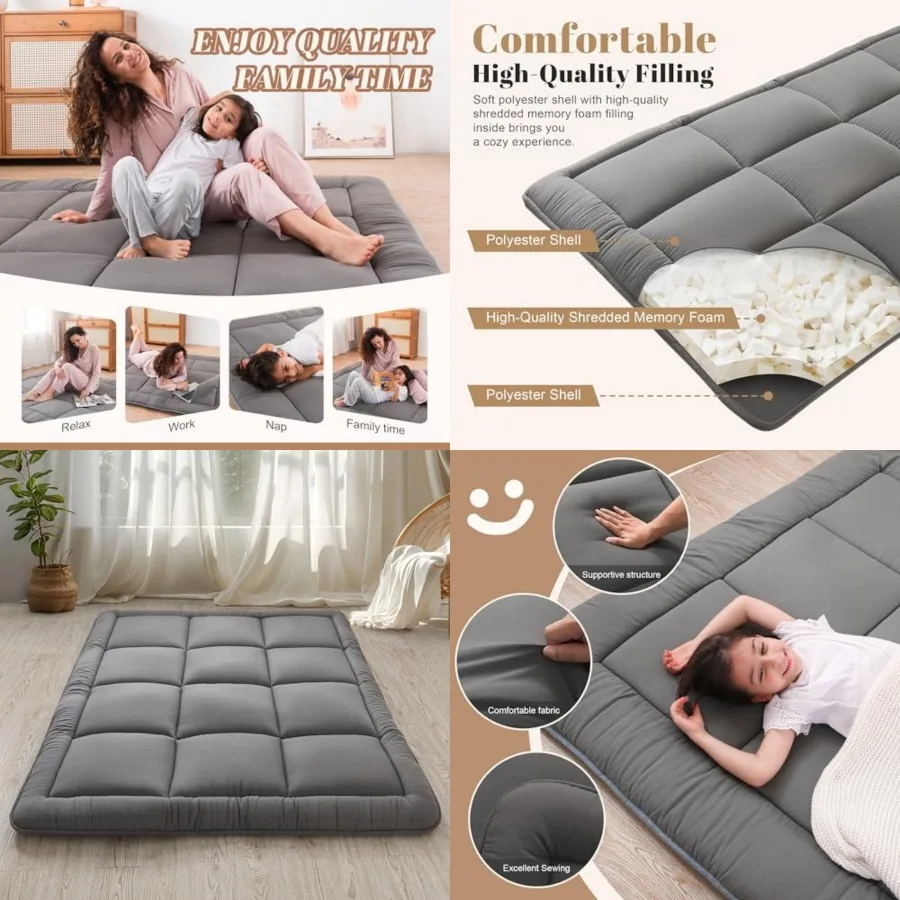 Japanese Floor Mattress Futon Mattress 3" Tatami Mat Shredded Memory Foam Filled Sleeping Pad, Foldable and Portable Roll Up Lo
Japanese Floor Mattress Futon Mattress 3" Tatami Mat Shredded Memory Foam Filled Sleeping Pad, Foldable and Portable Roll Up Lo