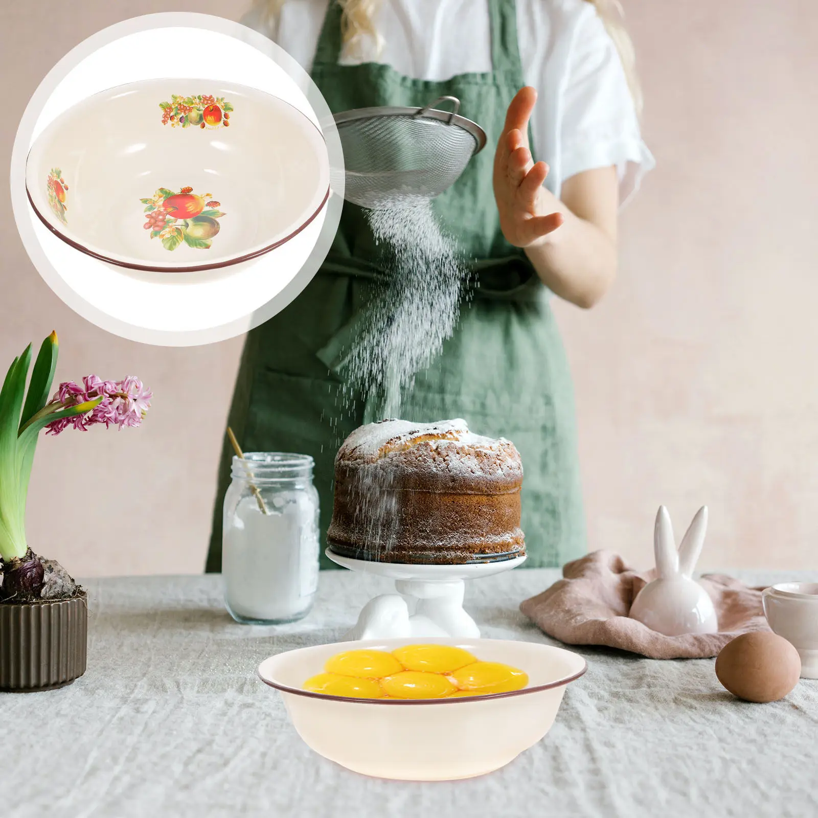 1Pcs Vintage Enameled Basin Thickened Mixing Bowl Kitchen Washing Face Basin Antiskid Bottom Multifunctional Enamelware
1Pcs Vintage Enameled Basin Thickened Mixing Bowl Kitchen Washing Face Basin Antiskid Bottom Multifunctional Enamelware