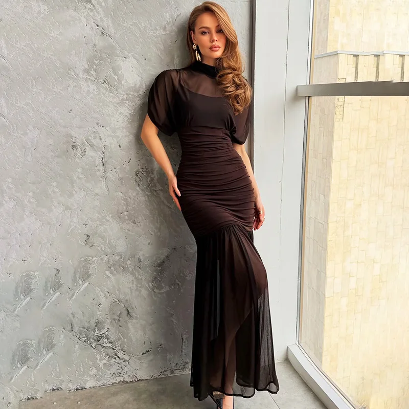 Ticketsx Elegant See Through Ruched Dress Women Fashion Patchwork High Waist Slim Long Dress Vintage Luxury Party Evening Dress
Ticketsx Elegant See Through Ruched Dress Women Fashion Patchwork High Waist Slim Long Dress Vintage Luxury Party Evening Dress