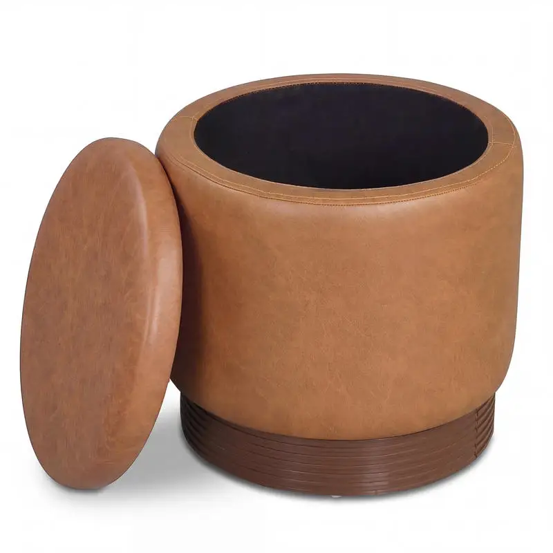 Round Storage Ottoman with Acacia Wood Frame for Living Room and Bedroom-Brown
Round Storage Ottoman with Acacia Wood Frame for Living Room and Bedroom-Brown