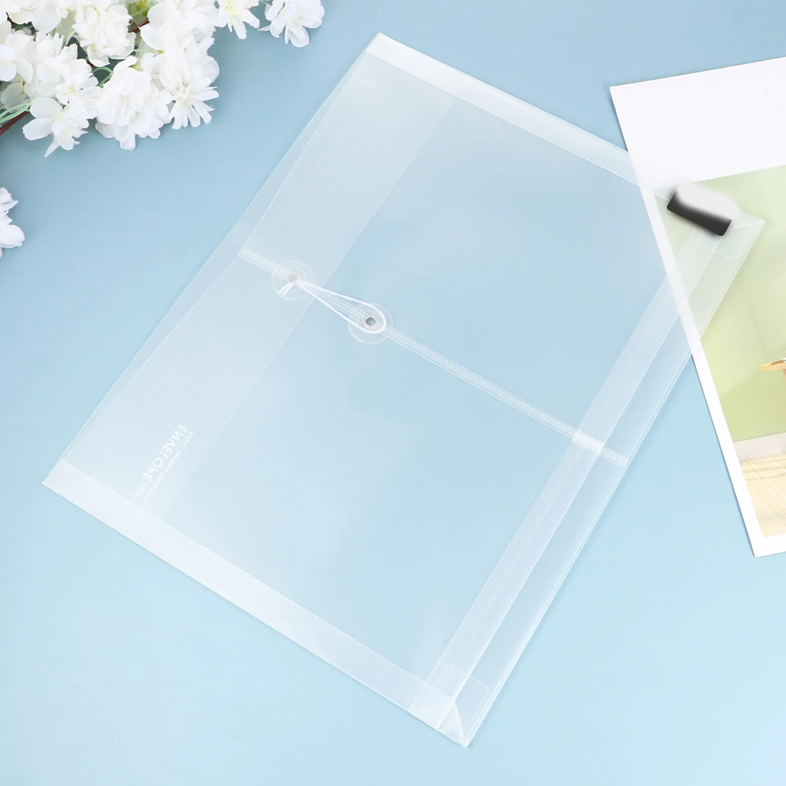 10Pcs Transparent A4 File Envelopes Plastic Waterproof Document Organizer with String Tie Button Closure for Family
10Pcs Transparent A4 File Envelopes Plastic Waterproof Document Organizer with String Tie Button Closure for Family