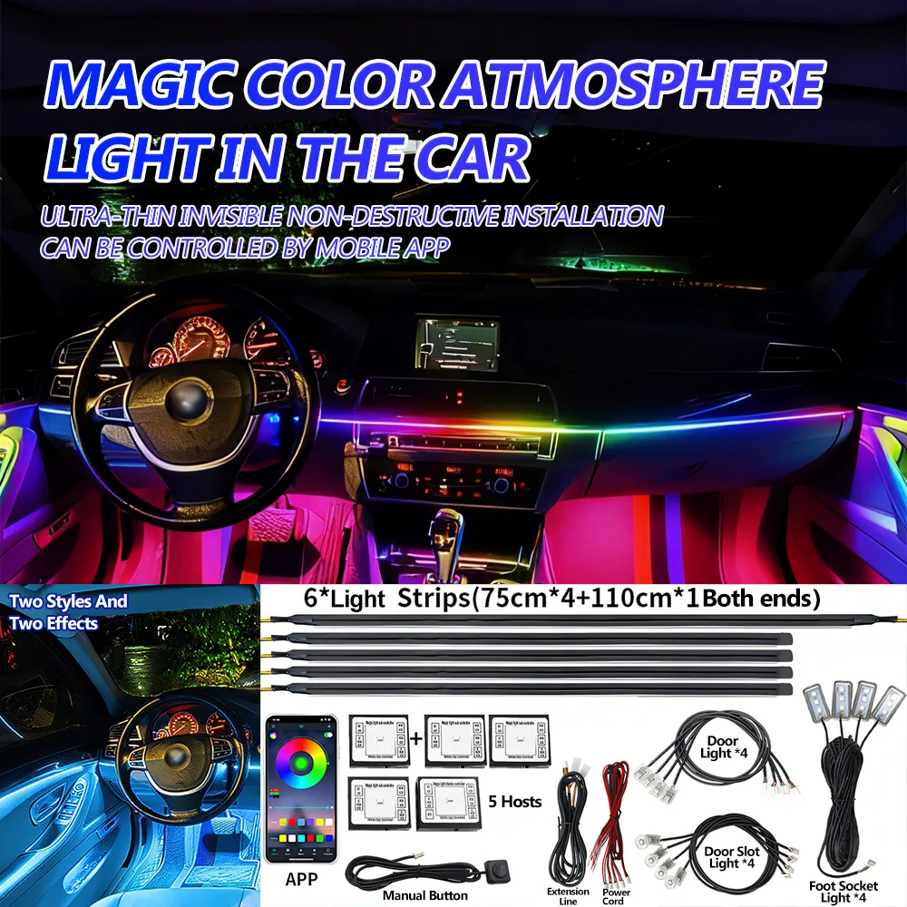 Автомобильный светодиодный неоновый свет, универсальная версия, скрыть Phantom Color, управление через приложение, установленный на автомобиле, светодиодный светильник 18 в 1, автомобильные принадлежности
Автомобильный светодиодный неоновый свет, универсальная версия, скрыть Phantom Color, управление через приложение, установленный на автомобиле, светодиодный светильник 18 в 1, автомобильные принадлежности