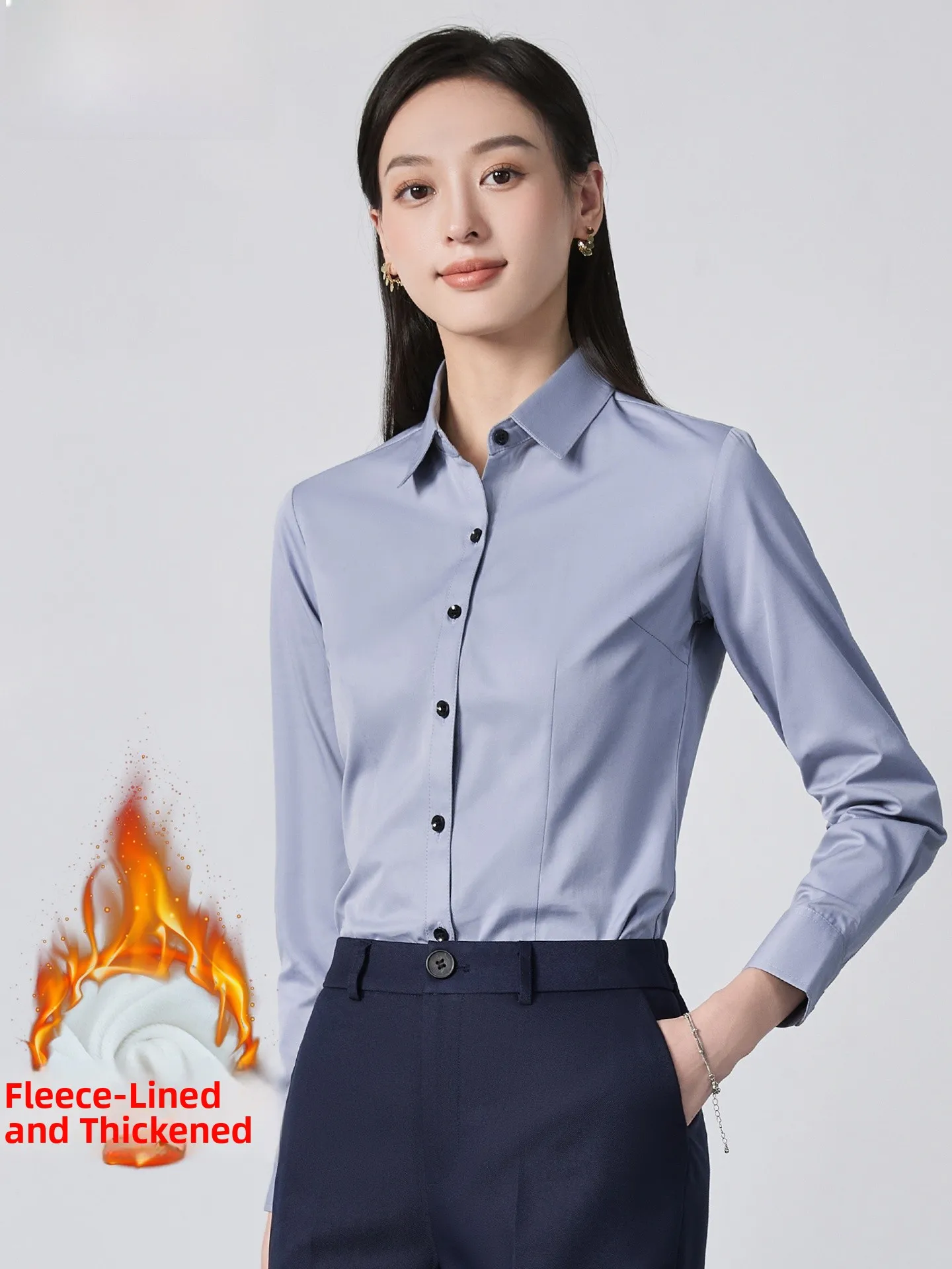 Gray Fleece Lined Shirt Women's Winter Thick Warm 2026 New Integrated Velvet Professional Formal Work Shirt Uniform
Gray Fleece Lined Shirt Women's Winter Thick Warm 2026 New Integrated Velvet Professional Formal Work Shirt Uniform