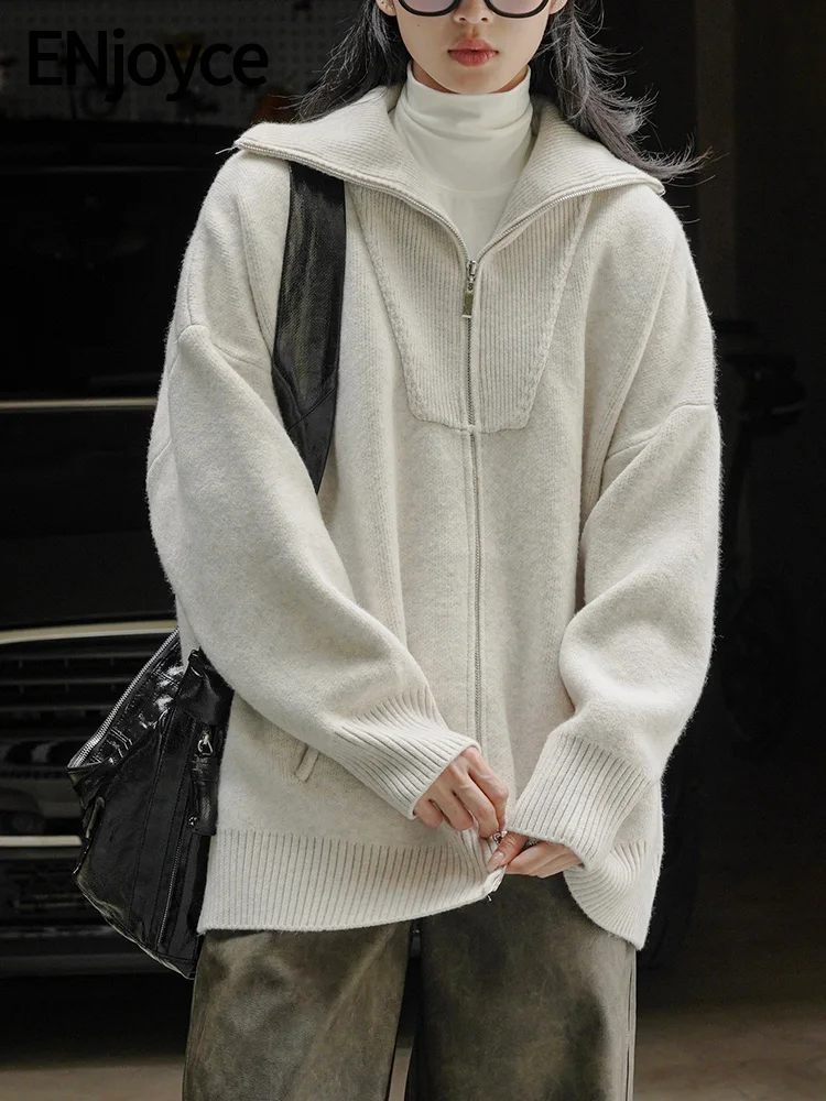 ENjoyce 2023 Winter Women Vintage High Neck Zipper Sweaters Knitted Coat Korean Fashion Turtleneck Cardigans Knitwear Jackets
ENjoyce 2023 Winter Women Vintage High Neck Zipper Sweaters Knitted Coat Korean Fashion Turtleneck Cardigans Knitwear Jackets