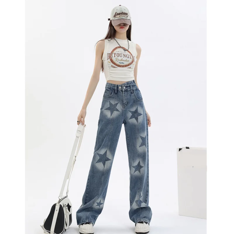 2023 Straight Summer TrousersWomen Blue Jeans Printing High Waist American Street Wide Leg Pants Fashion Hip Hop Vintage
2023 Straight Summer TrousersWomen Blue Jeans Printing High Waist American Street Wide Leg Pants Fashion Hip Hop Vintage