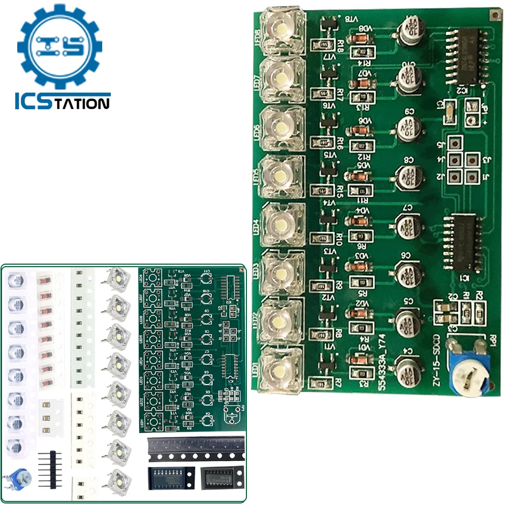 DIY LED Electronic Kit 8 Channel Continuous Extinguishing Water Lamp Drip Color Circuit Board Module Welding Soldering Practice
DIY LED Electronic Kit 8 Channel Continuous Extinguishing Water Lamp Drip Color Circuit Board Module Welding Soldering Practice
