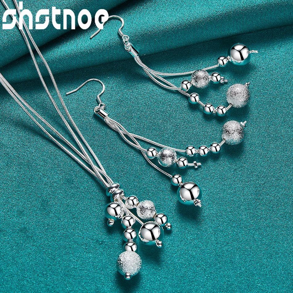 SHSTONE 2pcs 925 Sterling Silver Frosted Bead Smooth Ball Necklace Earrings Jewelry Sets For Woman Birthday Wedding Party Gifts
SHSTONE 2pcs 925 Sterling Silver Frosted Bead Smooth Ball Necklace Earrings Jewelry Sets For Woman Birthday Wedding Party Gifts