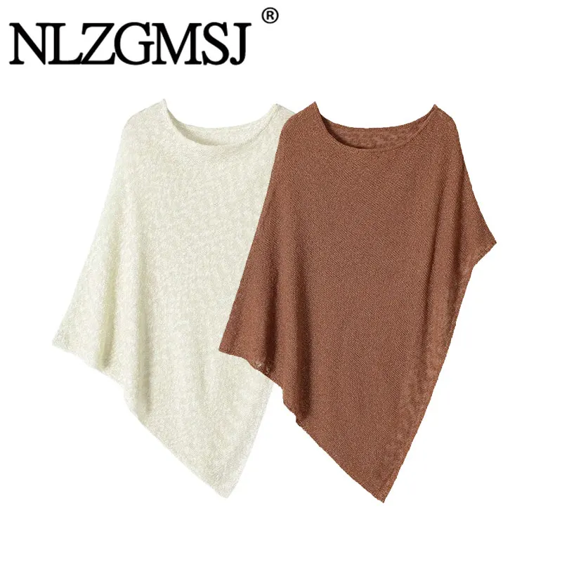 Nlzgmsj 2026 Elegant Women Solid Color Asymmetrical Loose Batwing Sleeve Knitted PonchoIrregular Hem Knit Cape Shawl Top
Nlzgmsj 2026 Elegant Women Solid Color Asymmetrical Loose Batwing Sleeve Knitted PonchoIrregular Hem Knit Cape Shawl Top