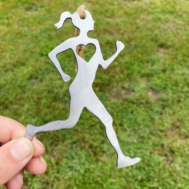 Running girl metal ornaments, gifts for runners, girls running pendants,
Running girl metal ornaments, gifts for runners, girls running pendants,