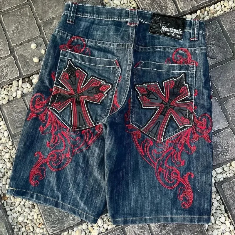 Harajuku new popular Geometric cross pattern embroidered oversized denim shorts for men 2000s hip hop high waist pants y2k baggy
Harajuku new popular Geometric cross pattern embroidered oversized denim shorts for men 2000s hip hop high waist pants y2k baggy