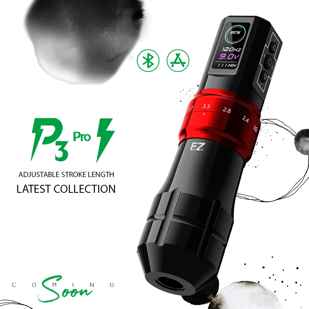 EZ P3 Pro Беспроводная аккумуляторная машина для татуировки Ручка с регулируемой длиной хода Поворотная ручка для татуировки OLED Цифровой дисплей Портативная мощность
EZ P3 Pro Беспроводная аккумуляторная машина для татуировки Ручка с регулируемой длиной хода Поворотная ручка для татуировки OLED Цифровой дисплей Портативная мощность