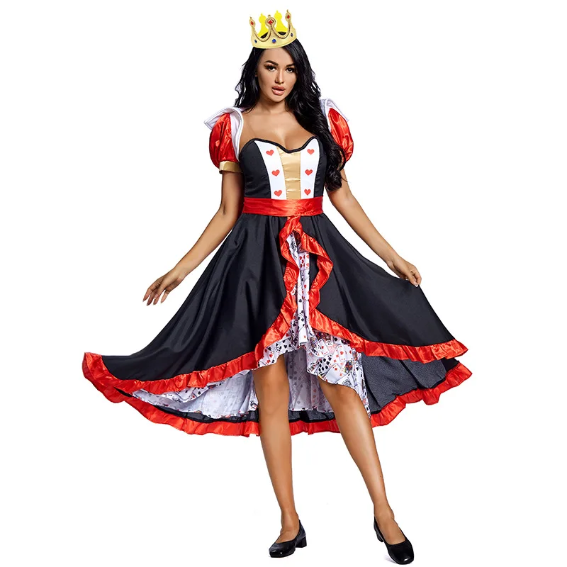 NEW Queen of hearts Alice in Wonderland Costume Poker Queen Cosplay Halloween Masquerade Costumes Sexy Dress with Headwear
NEW Queen of hearts Alice in Wonderland Costume Poker Queen Cosplay Halloween Masquerade Costumes Sexy Dress with Headwear