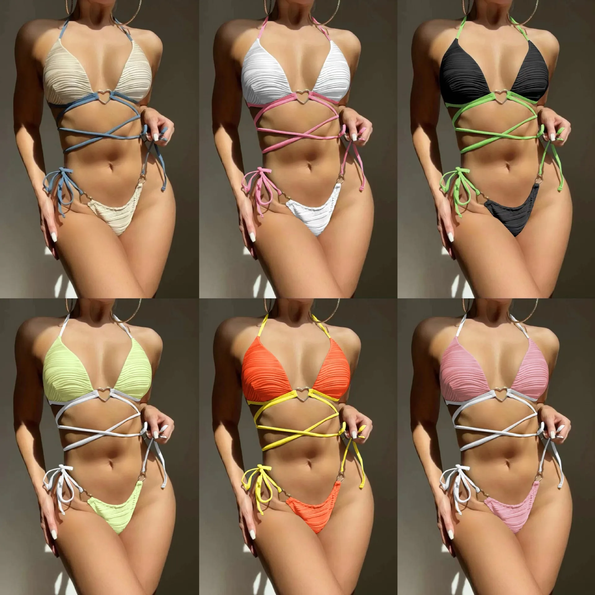 Swimwear 2026 Bikini Triangle Top with Crisscross Straps Ruched Fabric Solid High Cut Tie Side Bottom Two Piece Swimsuit for
Swimwear 2026 Bikini Triangle Top with Crisscross Straps Ruched Fabric Solid High Cut Tie Side Bottom Two Piece Swimsuit for