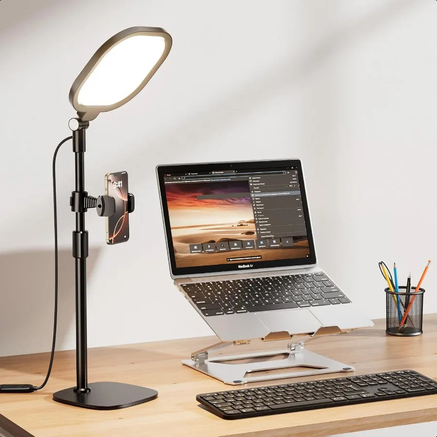 Desk Ring Light with Stand and Phone Holder 3000K6500K Dimmable Computer Ringlight for Laptop Video Conference Light for Zoom M
Desk Ring Light with Stand and Phone Holder 3000K6500K Dimmable Computer Ringlight for Laptop Video Conference Light for Zoom M