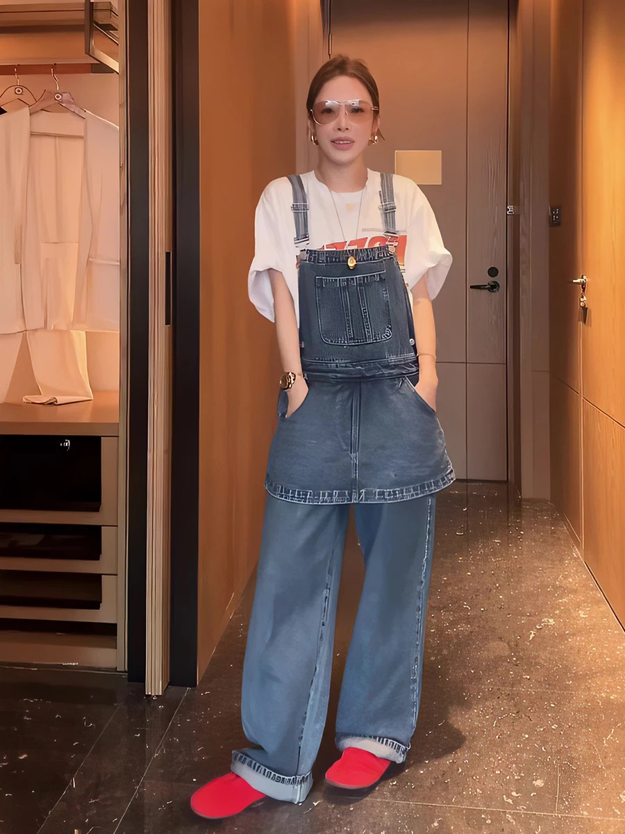 Blue Denim Wide Leg Floor-Length Pants Women's Spring New Loose Slimming Overalls High Waist Long Pants Polyester Fiber
Blue Denim Wide Leg Floor-Length Pants Women's Spring New Loose Slimming Overalls High Waist Long Pants Polyester Fiber