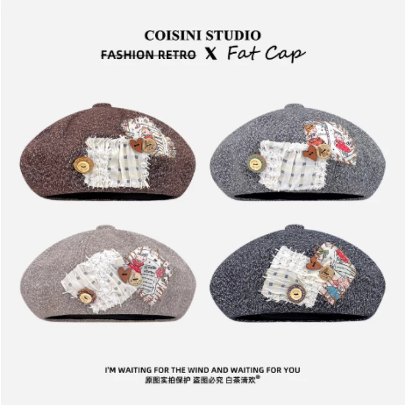 Японский нишевый берет с мультяшной нашивкой и пуговицами, осенне-зимний уличный литературный восьмиугольный художник, кепка газетчика для женщин
Японский нишевый берет с мультяшной нашивкой и пуговицами, осенне-зимний уличный литературный восьмиугольный художник, кепка газетчика для женщин