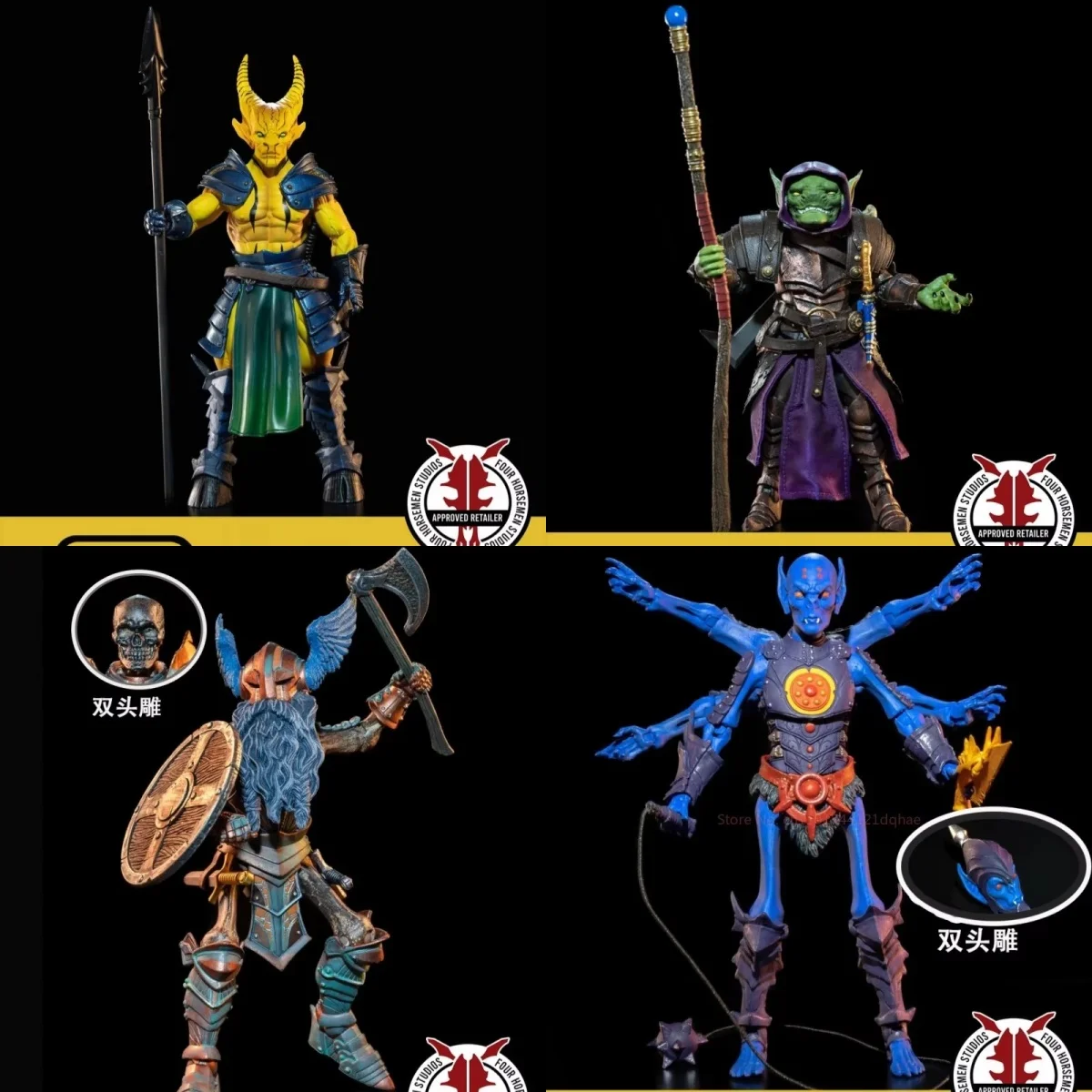 Оригинальные фигурки героев Four Horsemen Mythic Legions All-Stars 5 Series 7, светящиеся Huang Mo и стальные кавалерии Hui Ma 
Оригинальные фигурки героев Four Horsemen Mythic Legions All-Stars 5 Series 7, светящиеся Huang Mo и стальные кавалерии Hui Ma